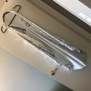 iHeartRaves Silver sequin duster kimono rave festival hooded jacket